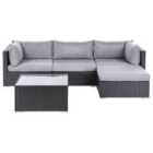 Beliani Garden Corner Sofa With Table 4 Seater Sano Left Hand Pe Rattan Black