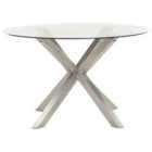 Beliani Garden Dining Table Maletto 120/120cm Glass Silver