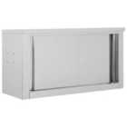 vidaXL Kitchen Wall Cabinet With Sliding Doors, 90X40X50Cm - Stainless Steel
