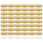 vidaXL 48 Piece Glass Jam Jars With Gold Lid, 110 Ml