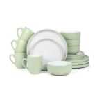 Waterside 16Pc 2Tone Green Coupe Plates