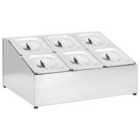 vidaXL Double Row 6 Grids Gastronorm Container Holder With Pan - Stainless Steel