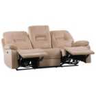 Beliani 3 Seater Velvet LED Electric Recliner Sofa With Usb Port Beige Bergen