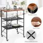 Costway Storage Cart With Adjustable Shelves, Foldable Frame And Lockable Casters-black