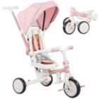 AIYAPLAY 5 in 1 Foldable Kids Trike, Toddler Tricycle for 1-3 Years, Pink