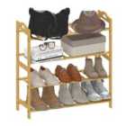 HOMCOM 4-Tier Shoe Rack, Bamboo Shoe Shelf Stand, Natural Wood Finish