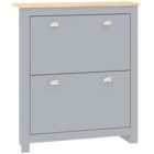 HOMCOM 2 Drawer Shoe Cabinet Narrow Shoe Cupboard with Flip Doors, Grey