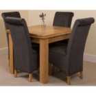 Thats Furniture Richmond 90cm - 150cm Square Oak Extending Dining Table and 4 Chairs Dining Set with Montana Fabric Chairs - Black