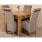 Thats Furniture Richmond 90cm - 150cm Square Oak Extending Dining Table and 4 Chairs Dining Set with Montana Fabric Chairs - Grey