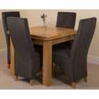 Thats Furniture Richmond 90cm - 150cm Square Oak Extending Dining Table and 4 Chairs Dining Set with Lola Fabric Chairs - Black
