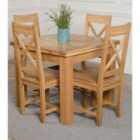 Thats Furniture Richmond 90cm - 150cm Square Oak Extending Dining Table and 4 Chairs Dining Set with Berkeley Chairs - Brown