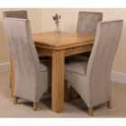 Thats Furniture Richmond 90cm - 150cm Square Oak Extending Dining Table and 4 Chairs Dining Set with Lola Fabric Chairs - Grey