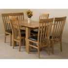 Thats Furniture Richmond 90cm - 150cm Square Oak Extending Dining Table and 6 Chairs Dining Set with Harvard Chairs - Brown
