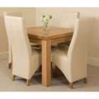 Thats Furniture Richmond 90cm - 150cm Square Oak Extending Dining Table and 4 Chairs Dining Set with Lola Leather Chairs - Ivory