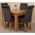 Thats Furniture Richmond 90cm - 150cm Square Oak Extending Dining Table and 4 Chairs Dining Set with Washington Fabric Chairs - Black