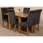 Thats Furniture Richmond 90cm - 150cm Square Oak Extending Dining Table and 6 Chairs Dining Set with Washington Fabric Chairs - Black