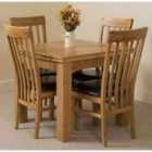 Thats Furniture Richmond 90cm - 150cm Square Oak Extending Dining Table and 4 Chairs Dining Set with Harvard Chairs - Brown
