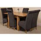 Thats Furniture Richmond 90cm - 150cm Square Oak Extending Dining Table and 6 Chairs Dining Set with Montana Fabric Chairs - Black