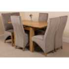 Thats Furniture Richmond 90cm - 150cm Square Oak Extending Dining Table and 6 Chairs Dining Set with Lola Fabric Chairs - Grey