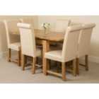 Thats Furniture Richmond 90cm - 150cm Square Oak Extending Dining Table and 6 Chairs Dining Set with Washington Leather Chairs - Ivory