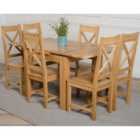 Thats Furniture Richmond 90cm - 150cm Square Oak Extending Dining Table and 6 Chairs Dining Set with Berkeley Chairs - Brown