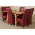 Thats Furniture Richmond 90cm - 150cm Square Oak Extending Dining Table and 6 Chairs Dining Set with Lola Leather Chairs - Burgundy