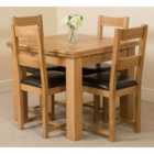 Thats Furniture Richmond 90cm - 150cm Square Oak Extending Dining Table and 4 Chairs Dining Set with Lincoln Chairs - Brown