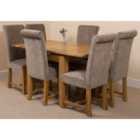 Thats Furniture Richmond 90cm - 150cm Square Oak Extending Dining Table and 6 Chairs Dining Set with Washington Fabric Chairs - Grey