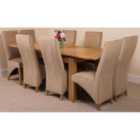 Thats Furniture Richmond 140cm - 220cm Oak Extending Dining Table and 8 Chairs Dining Set with Lola Fabric Chairs - Beige