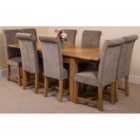 Thats Furniture Richmond 140cm - 220cm Oak Extending Dining Table and 8 Chairs Dining Set with Washington Fabric Chairs - Grey