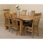 Thats Furniture Richmond 140cm - 220cm Oak Extending Dining Table and 6 Chairs Dining Set with Harvard Chairs - Brown