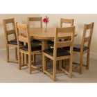 Thats Furniture Edmonton 110 - 140 cm Oak Extendable Round Dining Table and 6 Chairs Dining Set with Lincoln Chairs - Brown