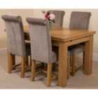 Thats Furniture Richmond 140cm - 220cm Oak Extending Dining Table and 4 Chairs Dining Set with Washington Fabric Chairs - Grey