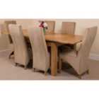 Thats Furniture Richmond 140cm - 220cm Oak Extending Dining Table and 6 Chairs Dining Set with Lola Fabric Chairs - Beige