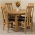Thats Furniture Edmonton 110 - 140 cm Oak Extendable Round Dining Table and 4 Chairs Dining Set with Princeton Chairs - Brown