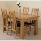 Thats Furniture Richmond 140cm - 220cm Oak Extending Dining Table and 4 Chairs Dining Set with Princeton Chairs - Brown