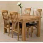 Thats Furniture Richmond 140cm - 220cm Oak Extending Dining Table and 4 Chairs Dining Set with Harvard Chairs - Brown
