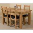 Thats Furniture Richmond 140cm - 220cm Oak Extending Dining Table and 4 Chairs Dining Set with Lincoln Chairs - Brown