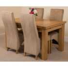 Thats Furniture Richmond 140cm - 220cm Oak Extending Dining Table and 4 Chairs Dining Set with Lola Fabric Chairs - Beige