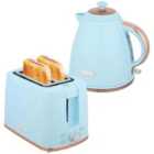 HOMCOM Kettle and Toaster Set 1.7L Kettle and 2 Slice Toaster Set, Light Blue