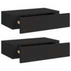 vidaXL Wall-mounted Drawer Shelves 2 Pcs Black 40X23.5X10cm Mdf