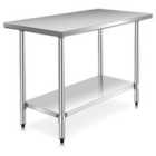 Costway Kitchen Table With Height Adjustable Shelf And Adjustable Feet-61 X 122 Cm