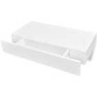 Vidaxl White Mdf Floating Wall Display Shelf 1 Drawer Book/Dvd Storage