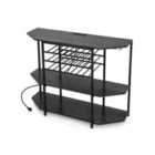 Costway Wine Bar Cabinet 3-Tier Wine Rack with Shelves and Glass Holders-Grey