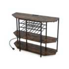 Costway Wine Bar Cabinet 3-Tier Wine Rack with Shelves and Glass Holders-Brown