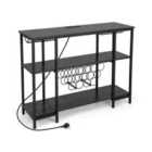 Costway Wine Bar Cabinet Wine Rack with Bottle Racks and Storage Shelves-Grey