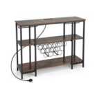 Costway Wine Bar Cabinet Wine Rack with Bottle Racks and Storage Shelves-Brown