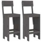 vidaXL Bar Stools 2 pcs Grey 40x48.5x115.5 cm Solid Wood Pine
