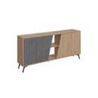 Decortie Sideboard 180Cm 35.6X180X82Cm 4 Particleboard Oak, Retro Grey