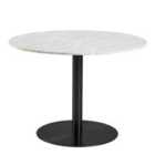 Furniture To Go Corby Round Dining Table With White Marble Effect Top & Black Base